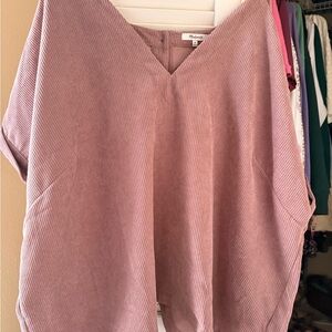 Madewell Ribbed Mauve V-Neck Top